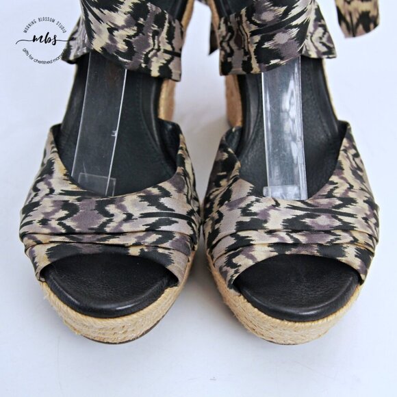 UGG Lucianna Open Toe Platform Wedge Sandals Black Gray Tan Women 10 - Picture 9 of 13